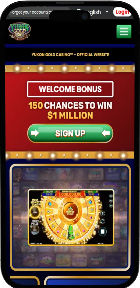 Youkon Casino mobile app with convenient access to games and platform features.